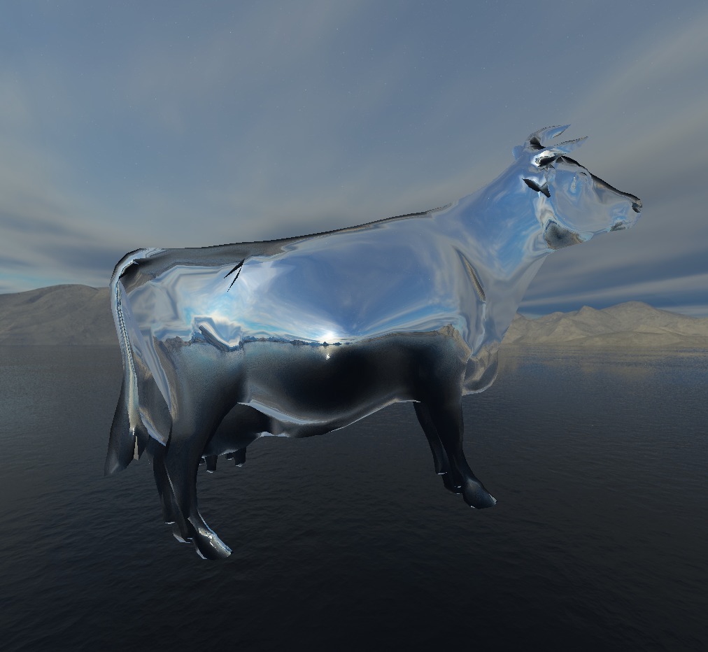 Graphics GUI – reflective cow with environment mapping